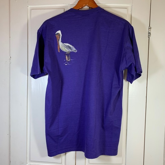Vintage Sunbelt USA Tee Pelican Marsh Scene Rhinestone Art Purple Large Florida - Picture 7 of 8